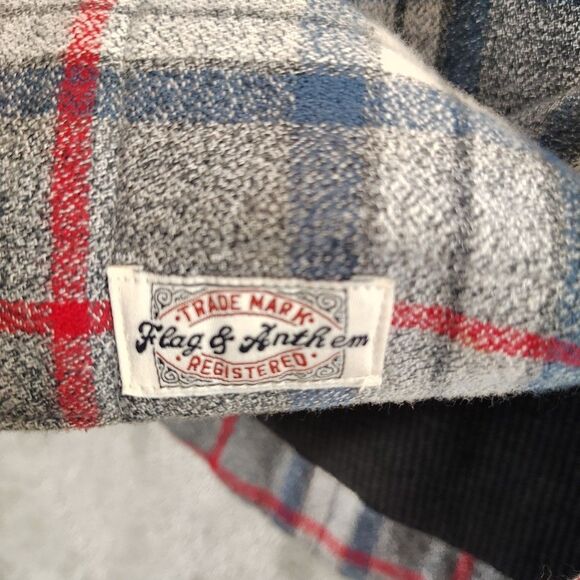 Flag & Anthem Paxton Plaid Hooded Flannel Thermal Lined Shacket Red/Blue/Gray XL - Picture 9 of 12